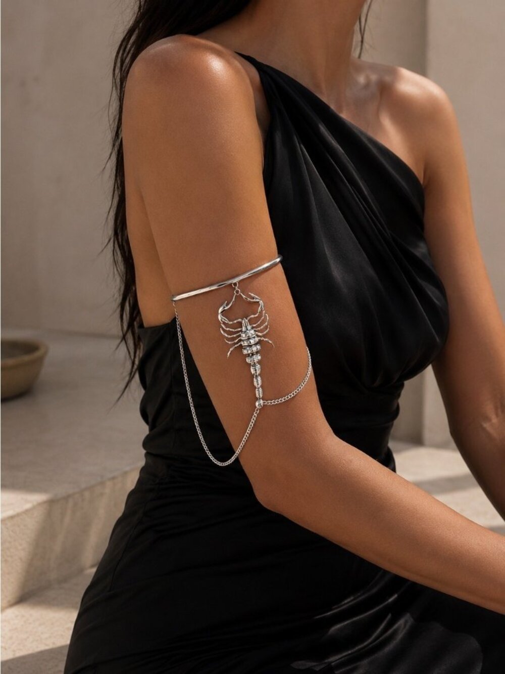Celeste Scorpion Crystal Arm Cuff Chain Bracelet